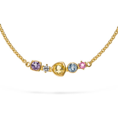 kette mit bunten steinen aus gold aus der diversity kollektion von goldschmied jan spille
